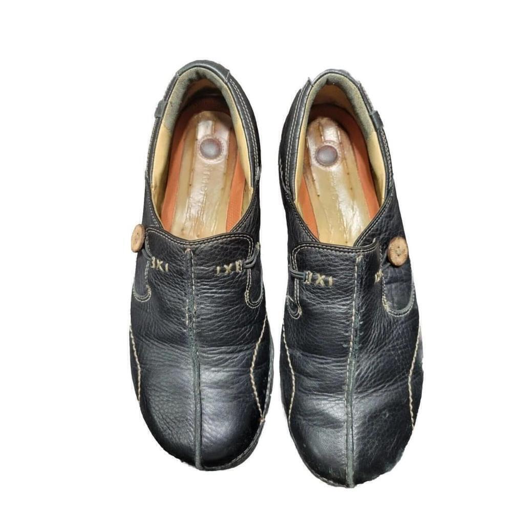 Unstructured Clarks Shoes Womens 9.5 M Caual Slip On Loafers Black Leather